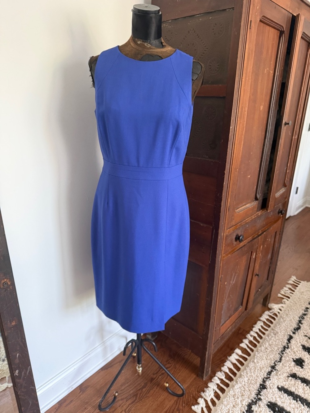 J. Crew Sleeveless Royal Blue Midi Sheath Dress